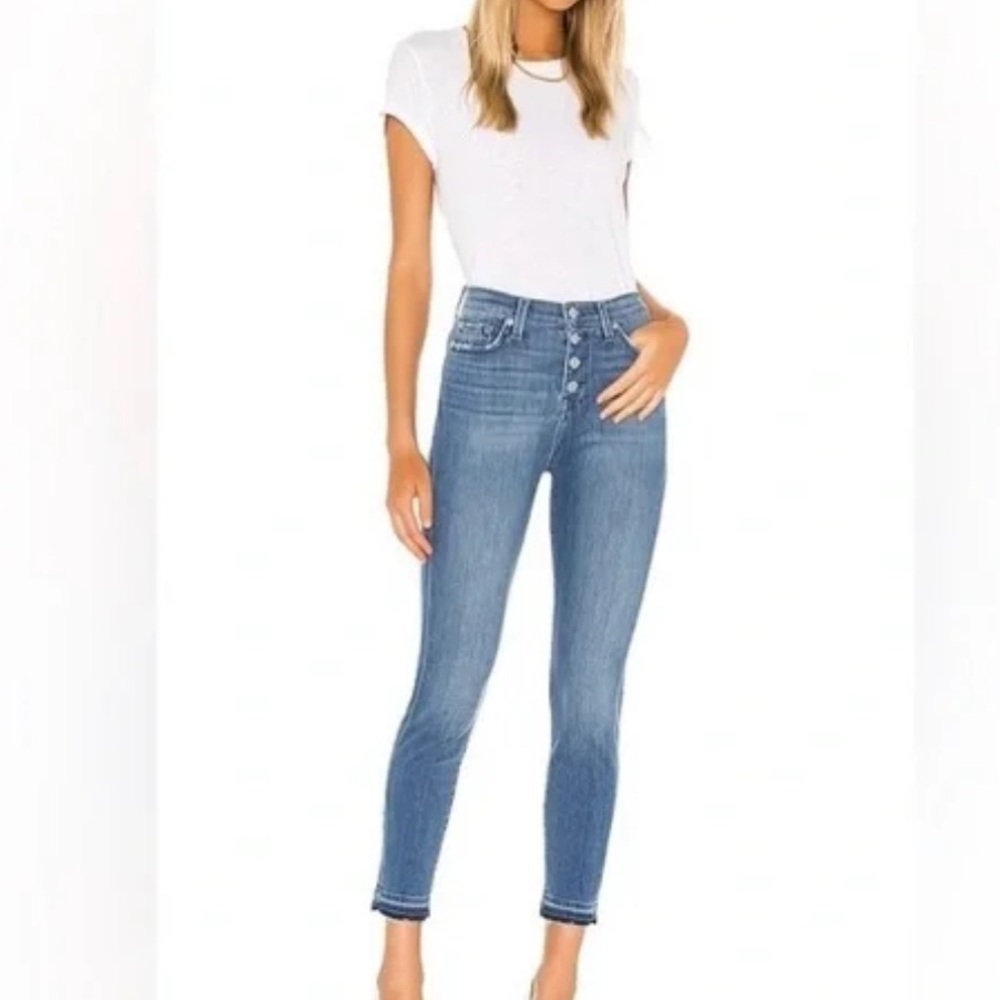 7 for All Mankind High Waist Ankle Skinny Raw Hem Jeans for Women 28